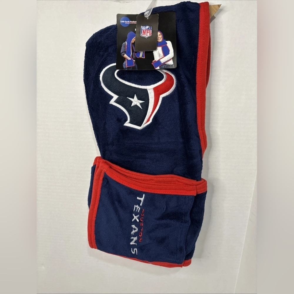 Houston Texans NFL ultra fleece hoodie scarf One Size New With Tags Blue Red NWT